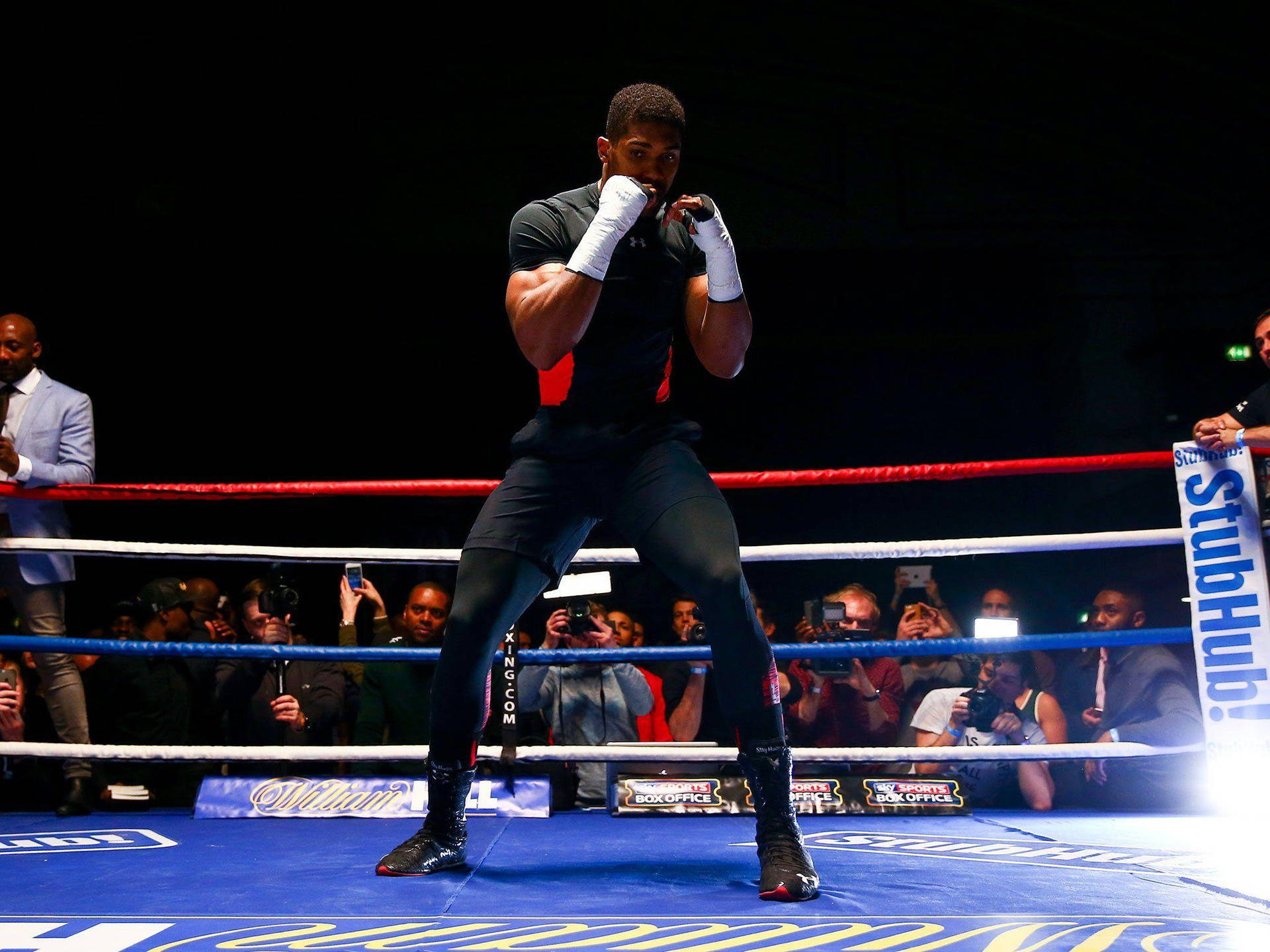 Anthony Joshua Black Shirt Fists Background