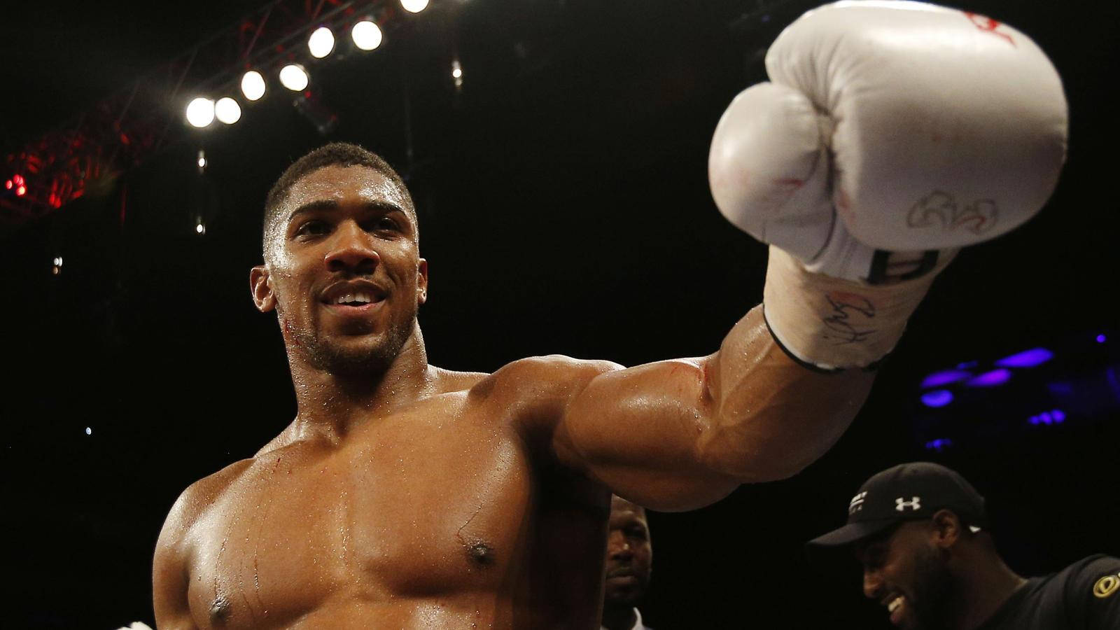 Anthony Joshua Showing White Glove Background