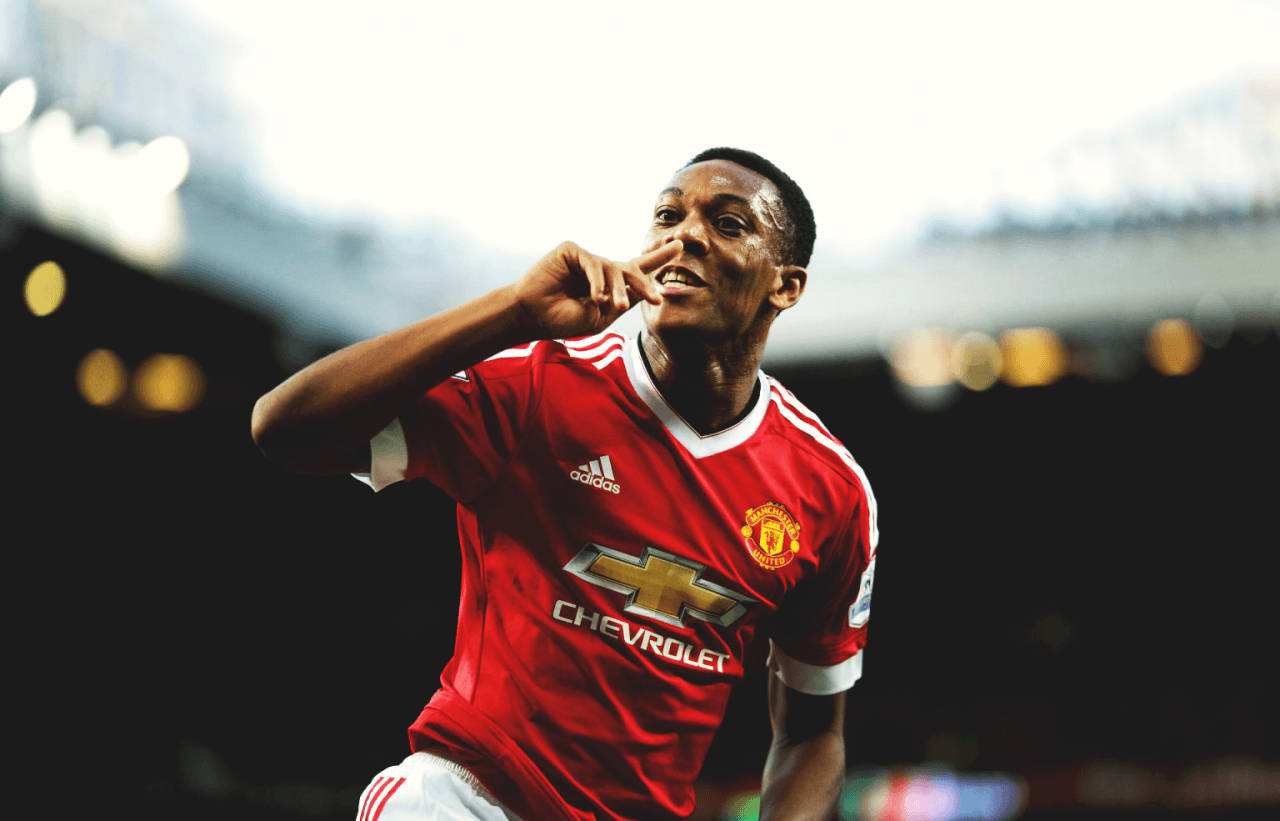 Anthony Martial Finger Above Mouth Background