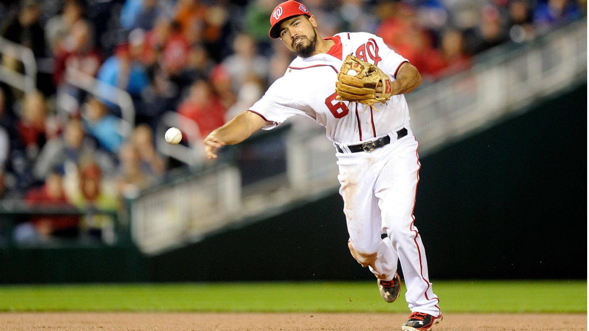 Anthony Rendon Extending Arm To Catch Baseball Background
