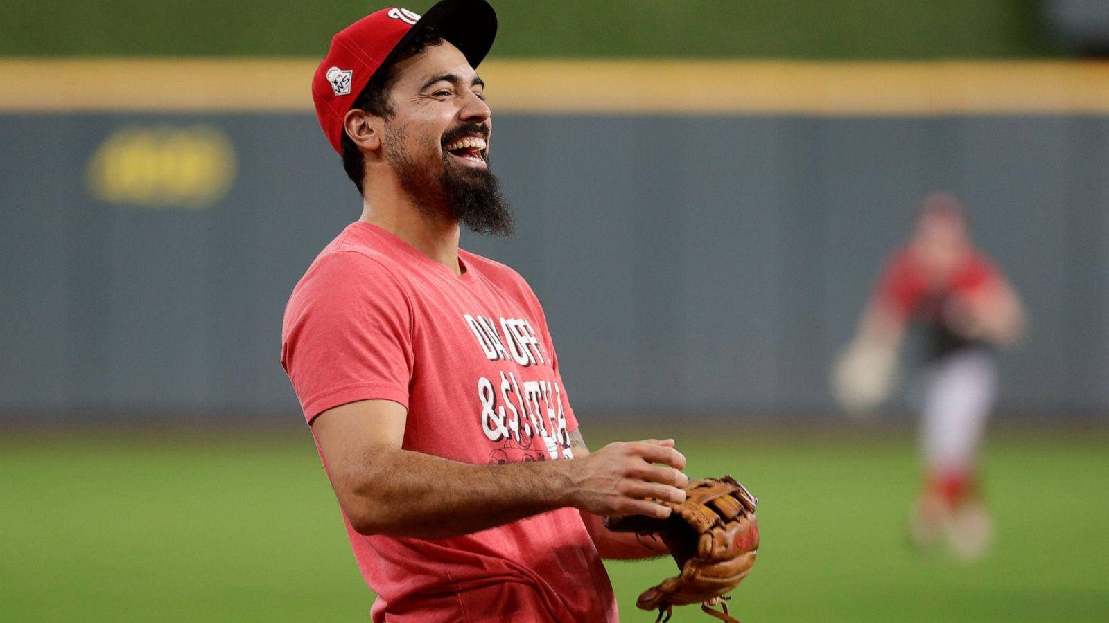 Anthony Rendon Laughing In Red Outfit Background