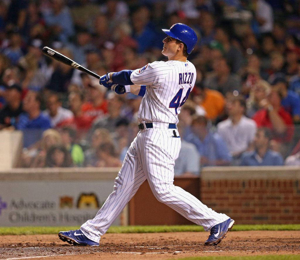 Anthony Rizzo Running Swing Black Bat Background