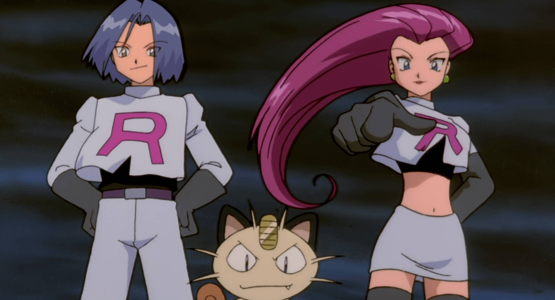 Anticipating Action With Meowth And Team Rocket Background