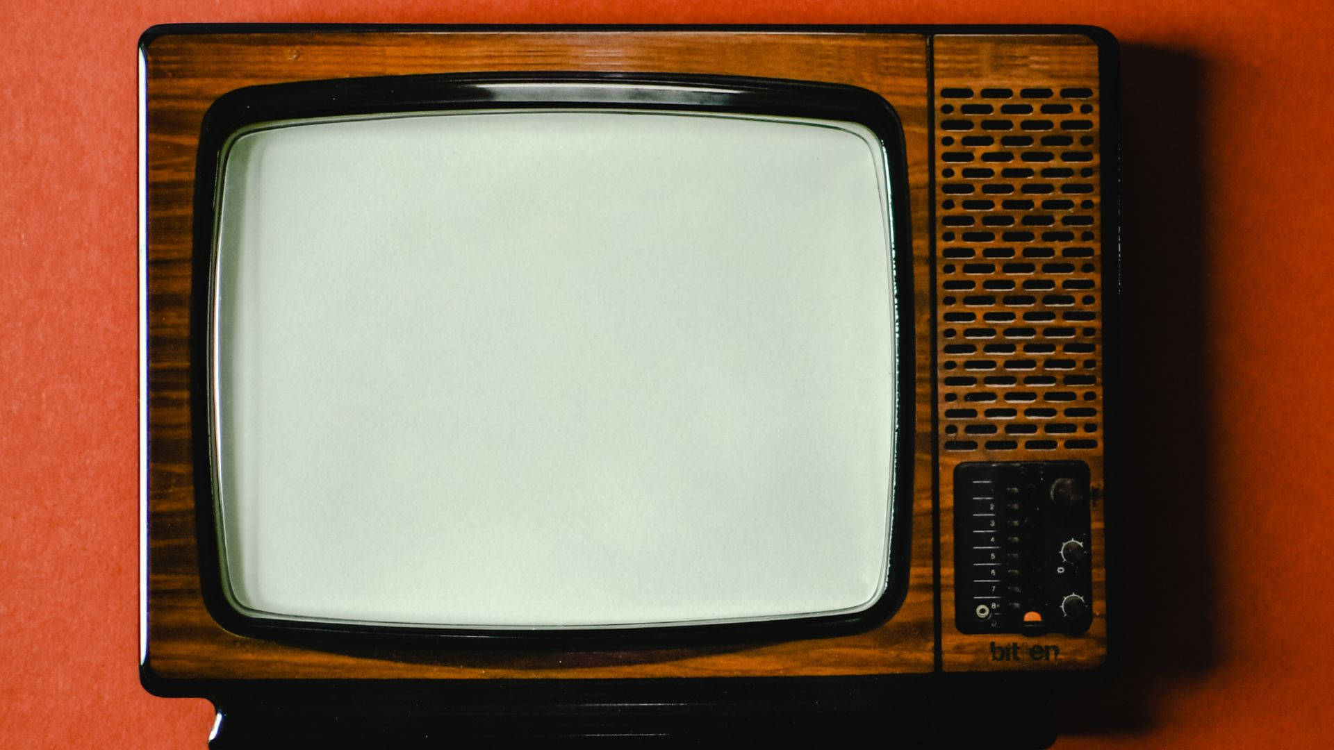 Antique Tv Set Orange Surface Background