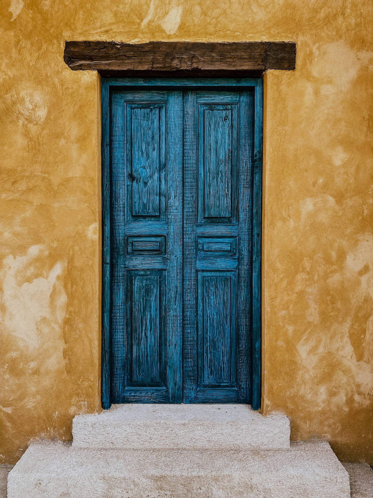 Antique Wooden Blue Double Door Background