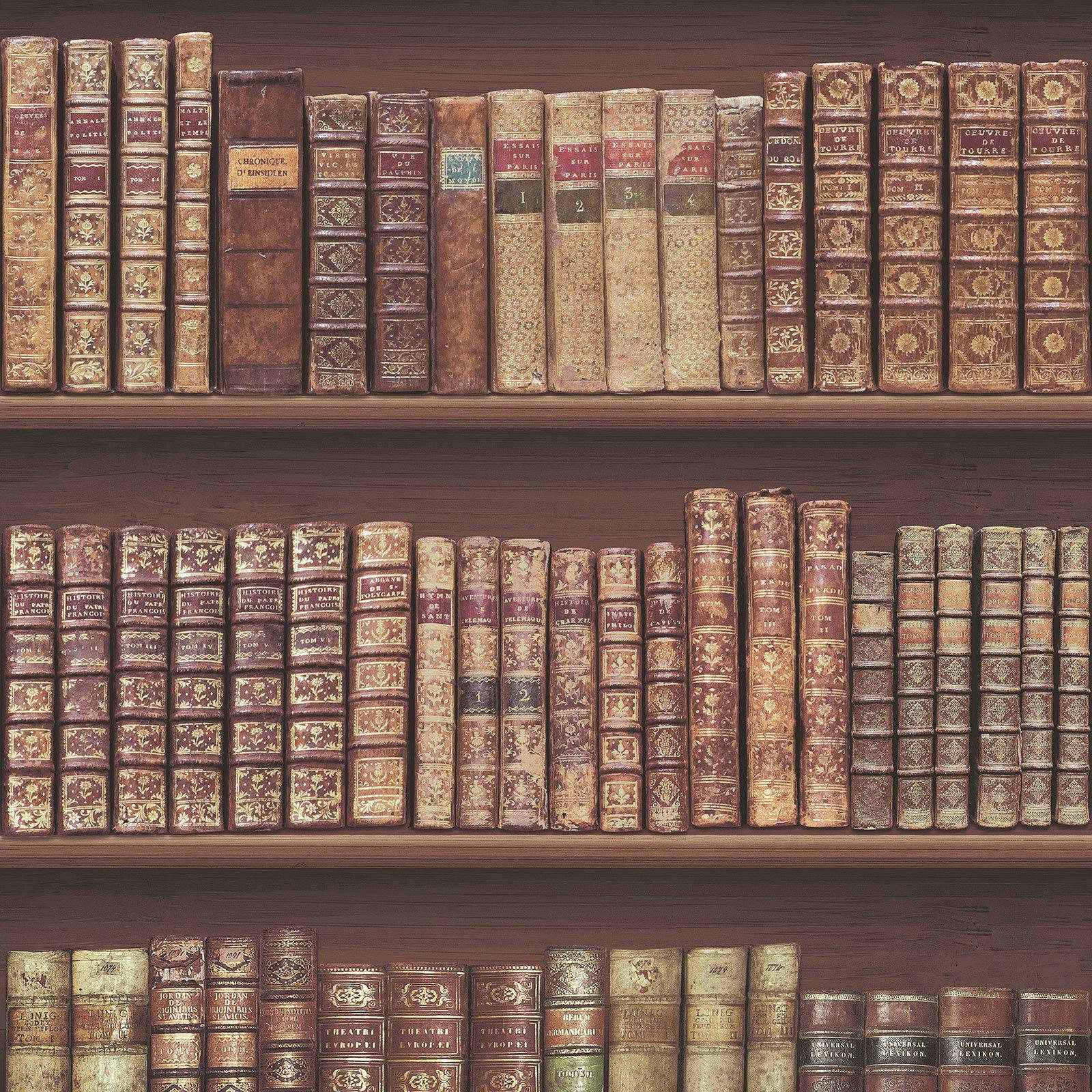 Antique Wooden Bookshelf Filled With Various Books Background