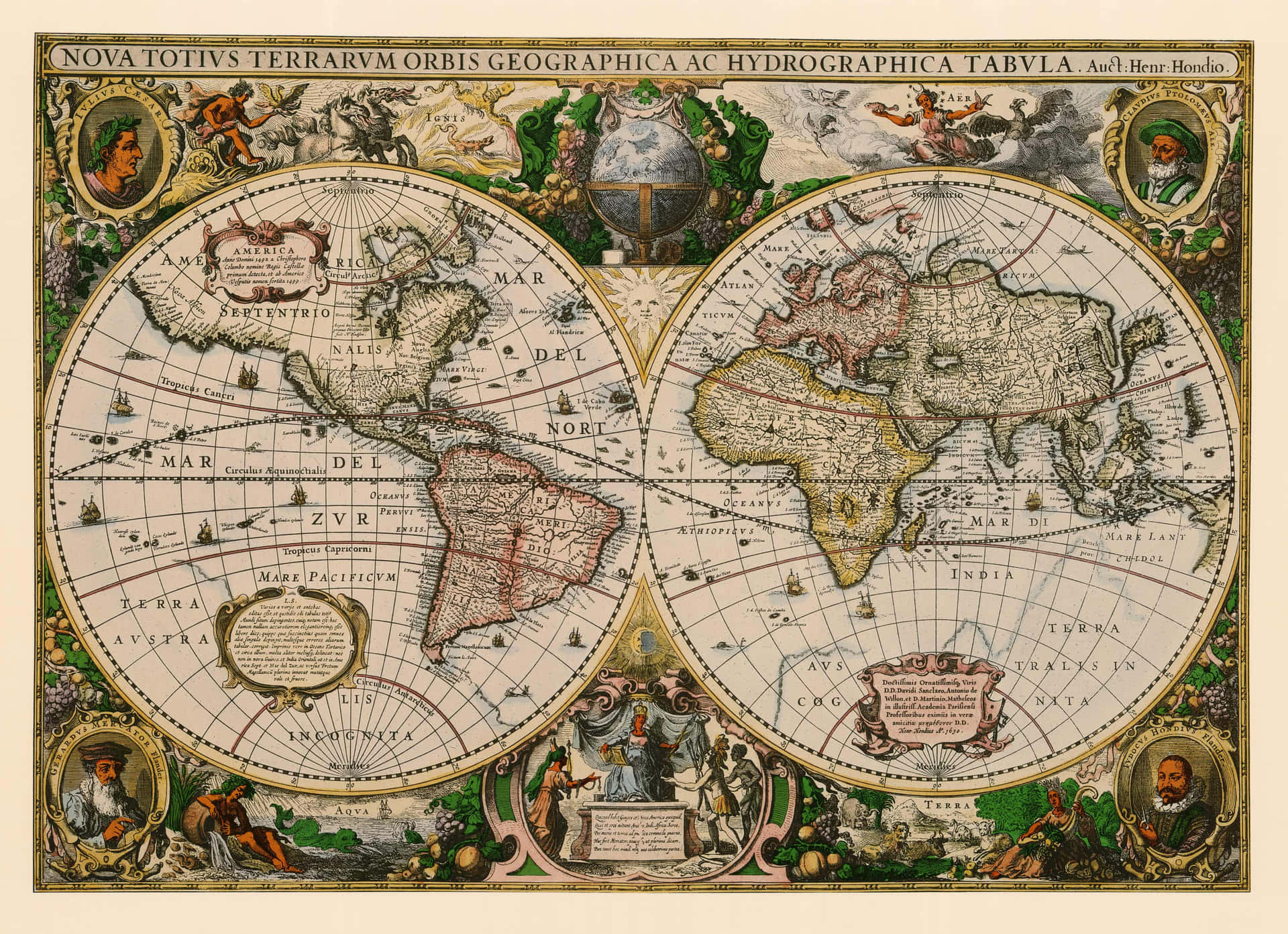 Antique World Map Hondius1600s Background