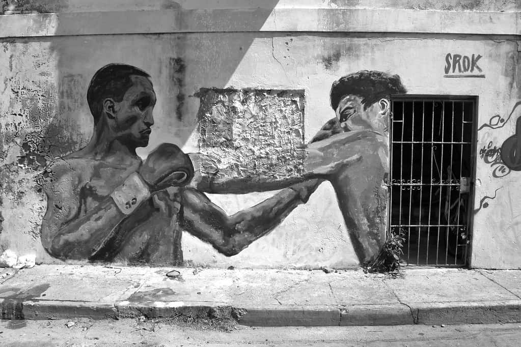 Antonio Cervantes Black-and-white Mural Art Wall Background