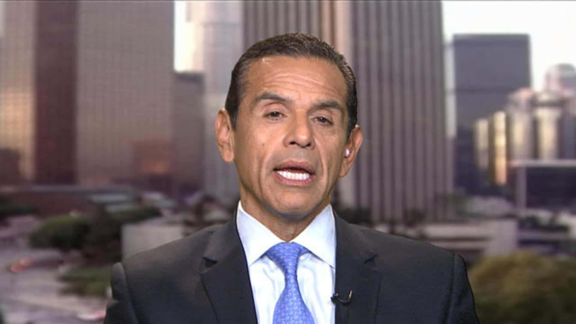 Antonio Villaraigosa On A Tv Interview Background