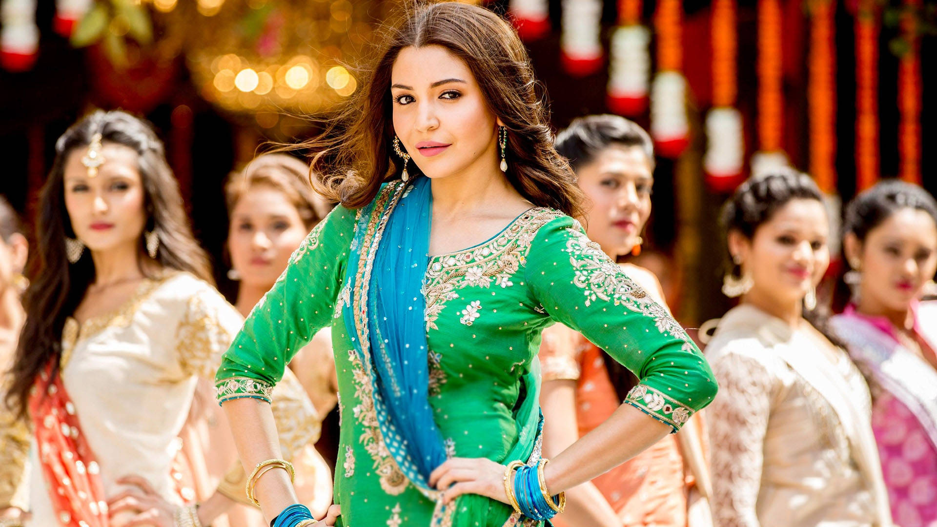 Anushka Sharma Wearing Indian Dress Background