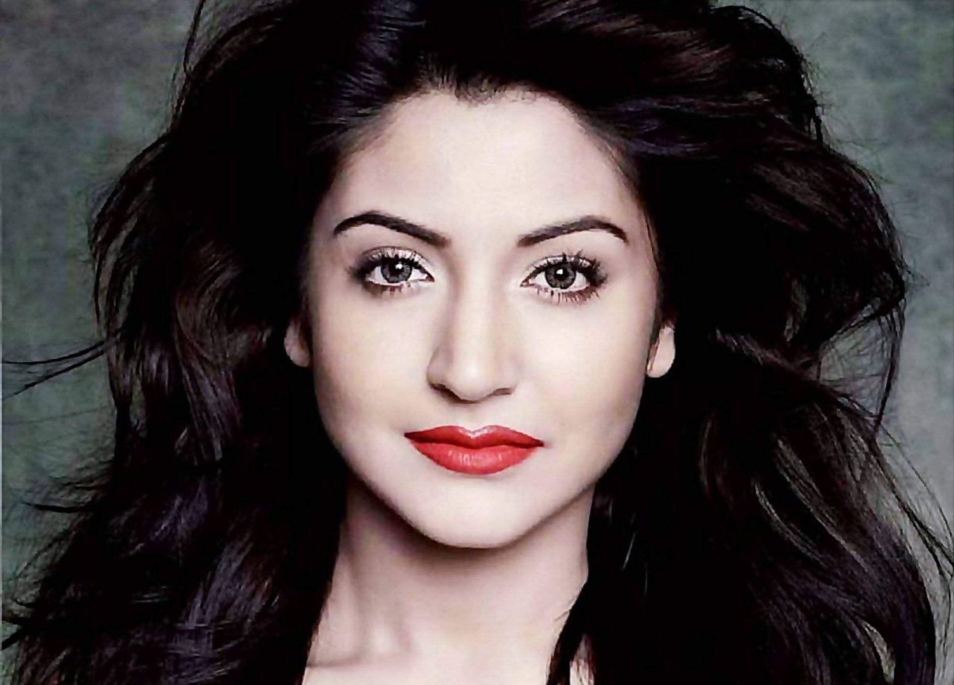 Anushka Sharma With Red Lipstick Background