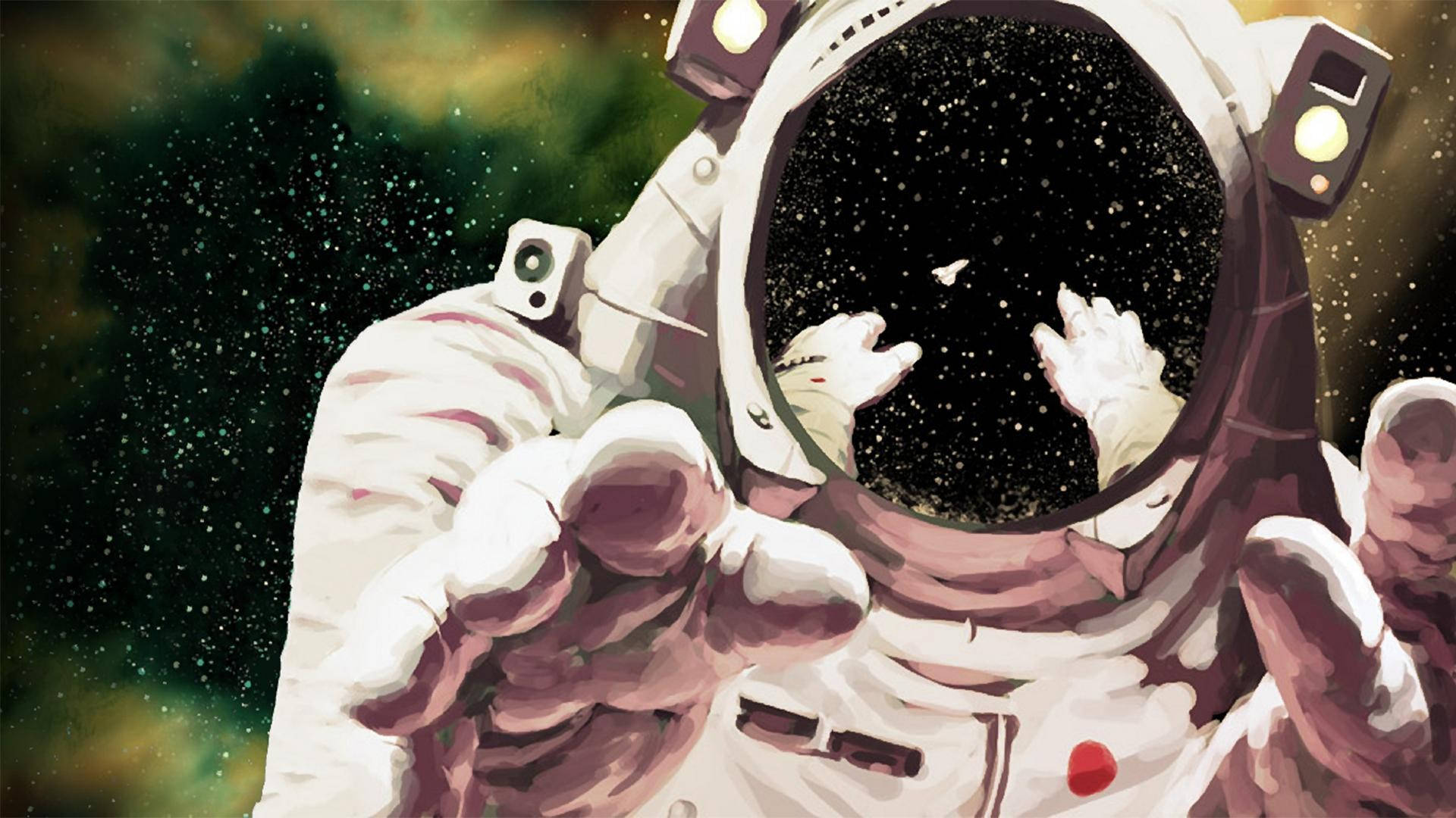 Anxious Astronaut In Space Background