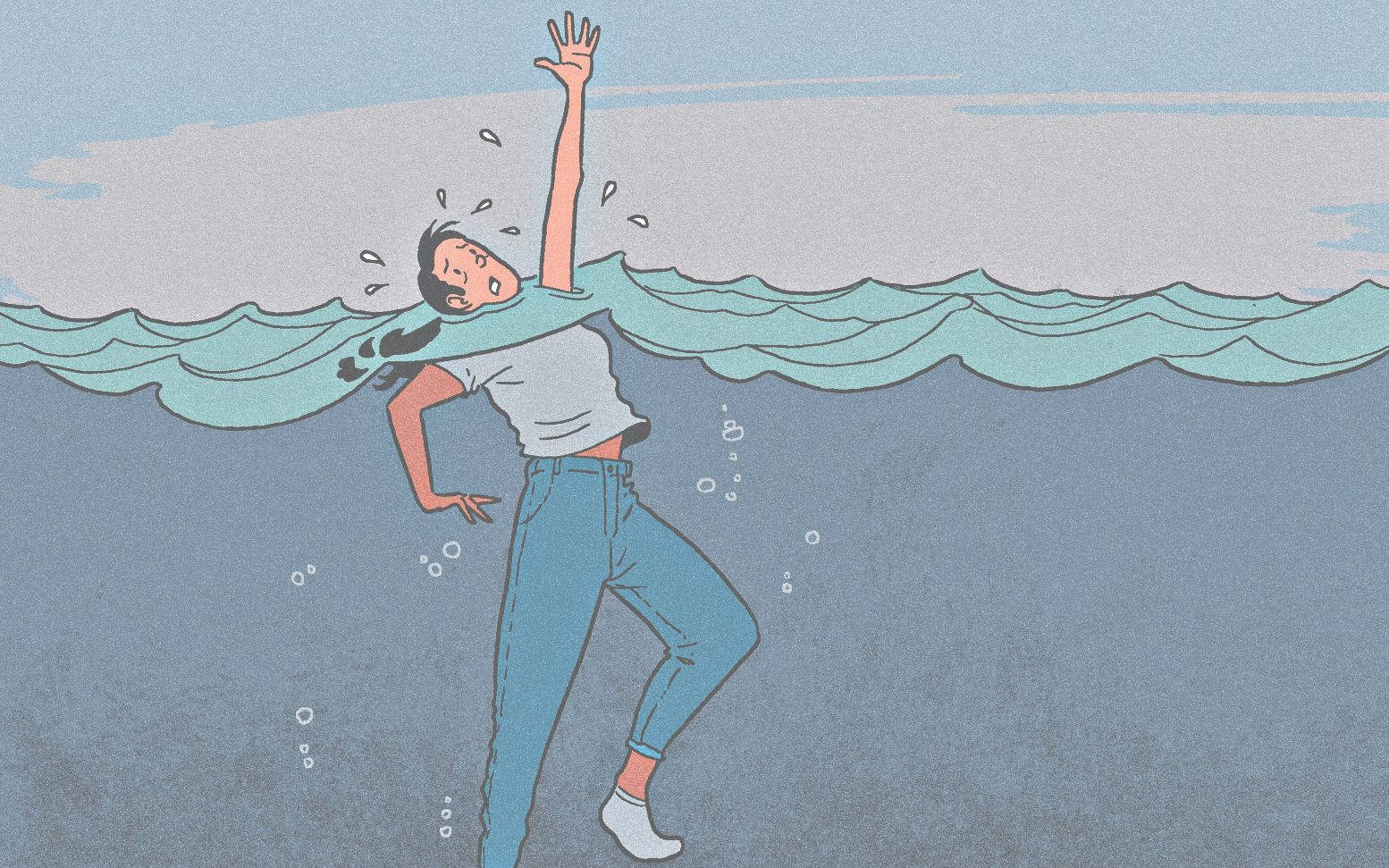 Anxious Person Drowning Background