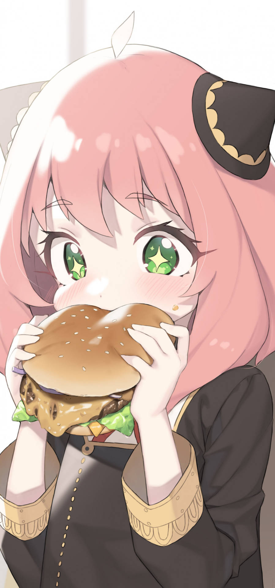 Anya Forger Enjoying A Delicious Burger Background