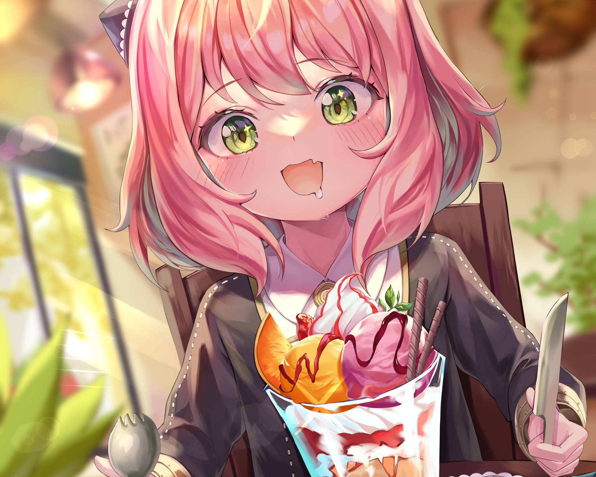 Anya Forger With A Dessert Background