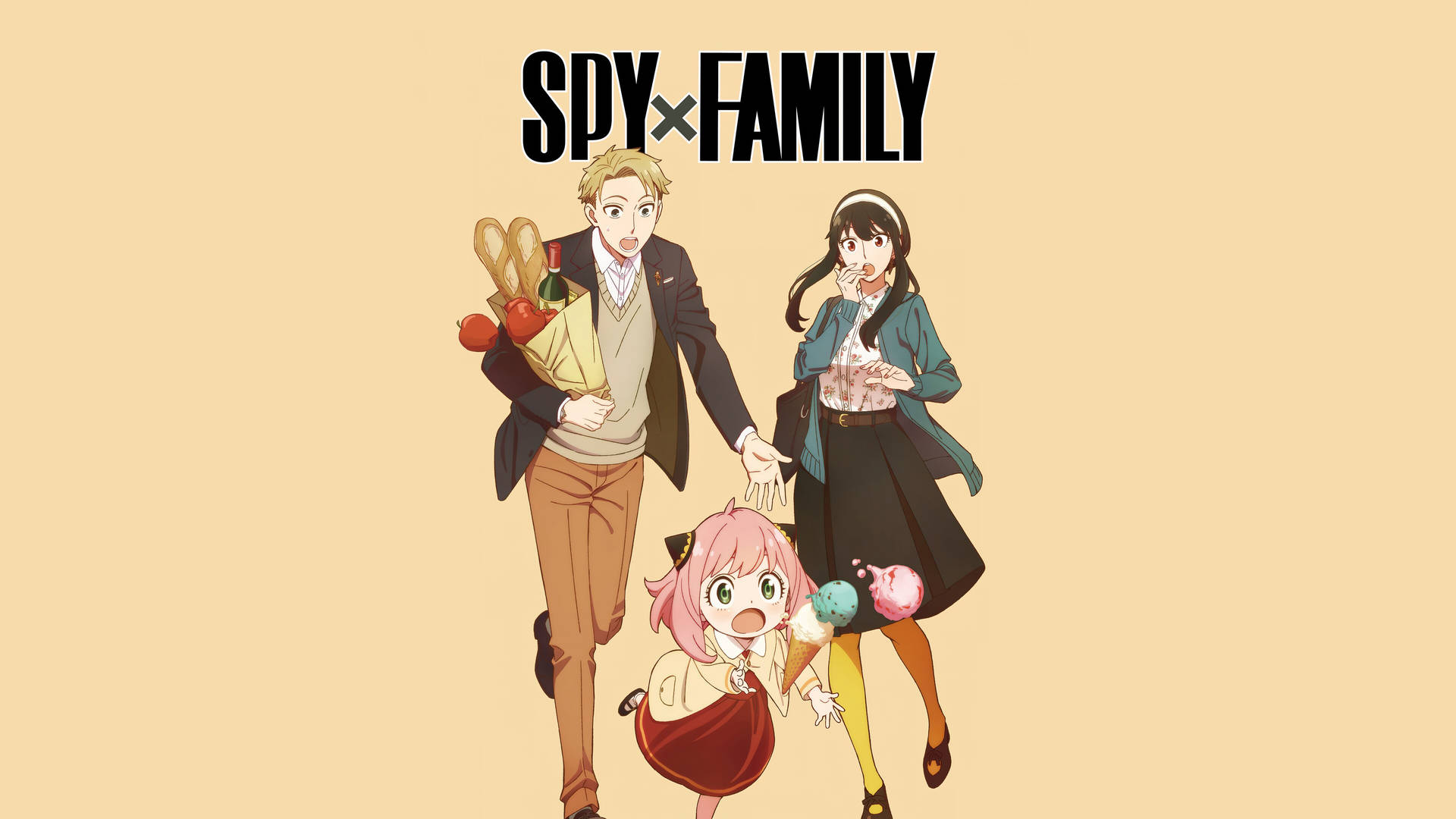 Anya Forger With Spy X Family Characters Background