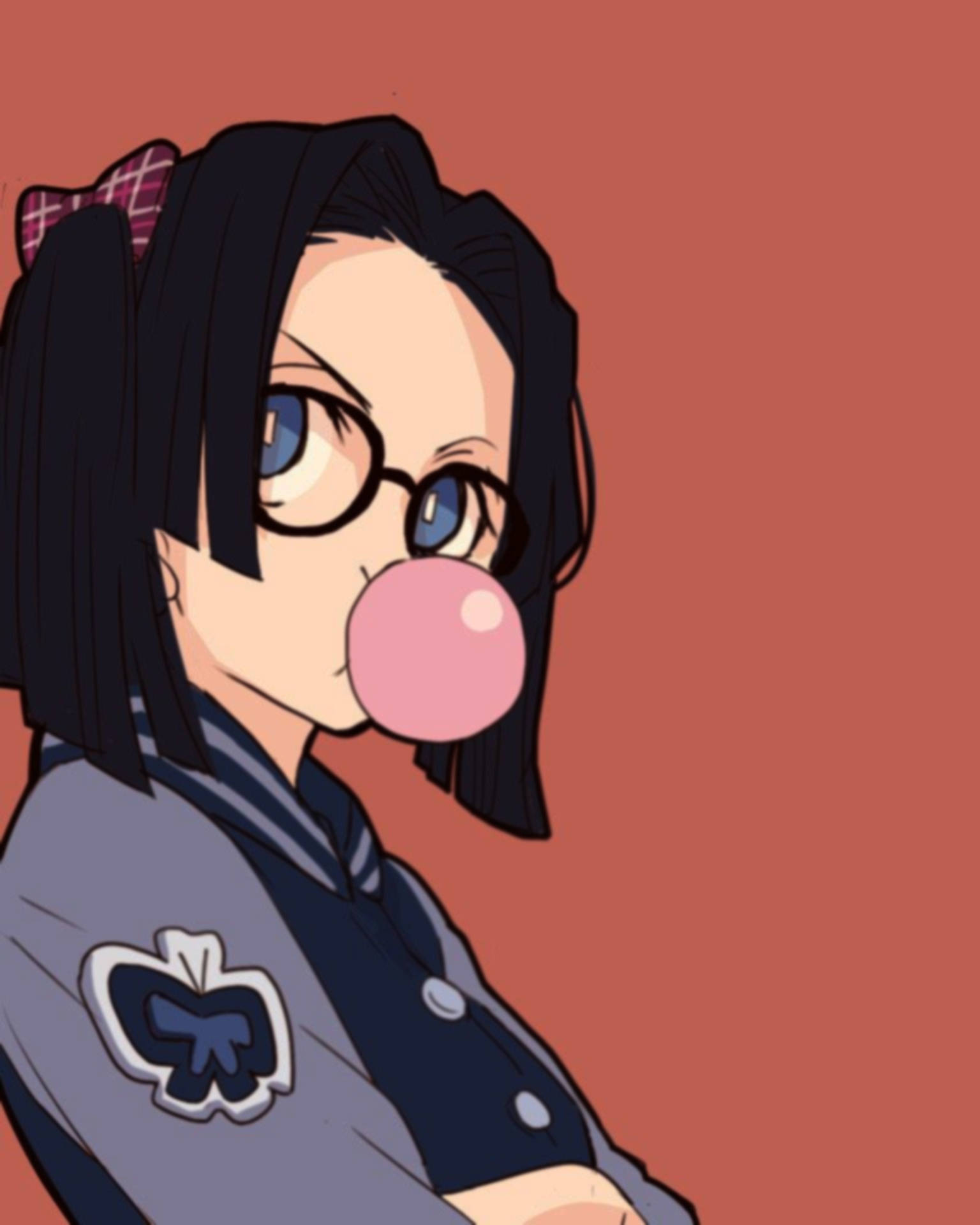 Aoi Kanzaki Blowing A Bubblegum Artwork Background