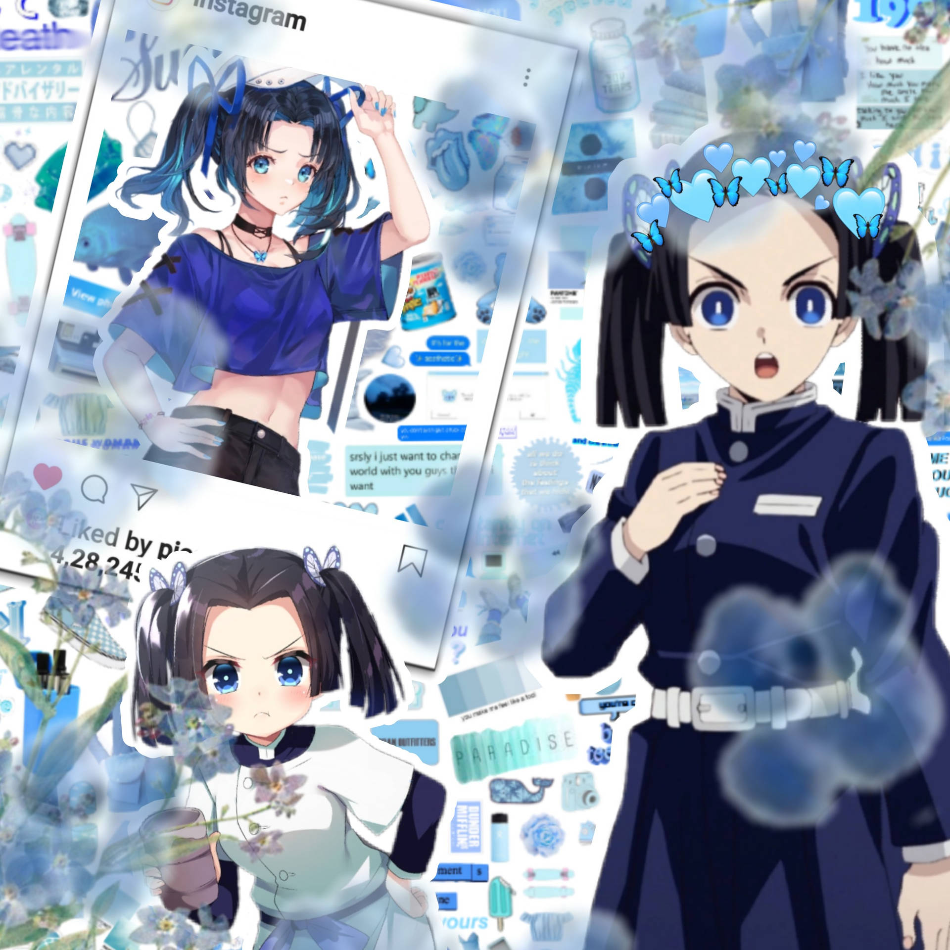 Aoi Kanzaki Blue Aesthetic Background