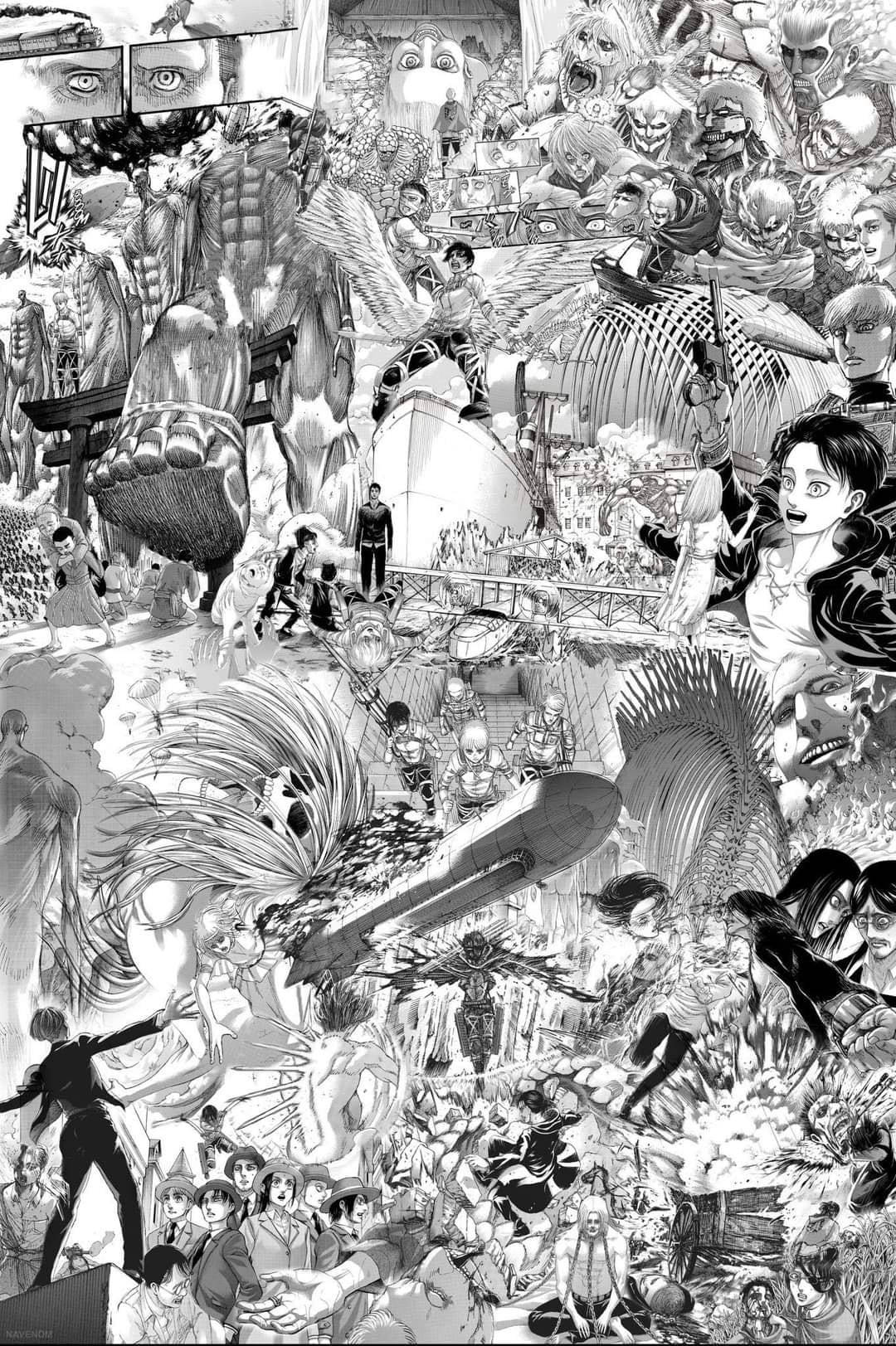 Aot Manga Image Collage Background