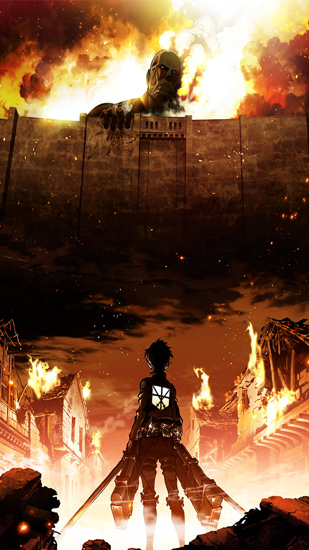 Aot Titan By The Wall Background