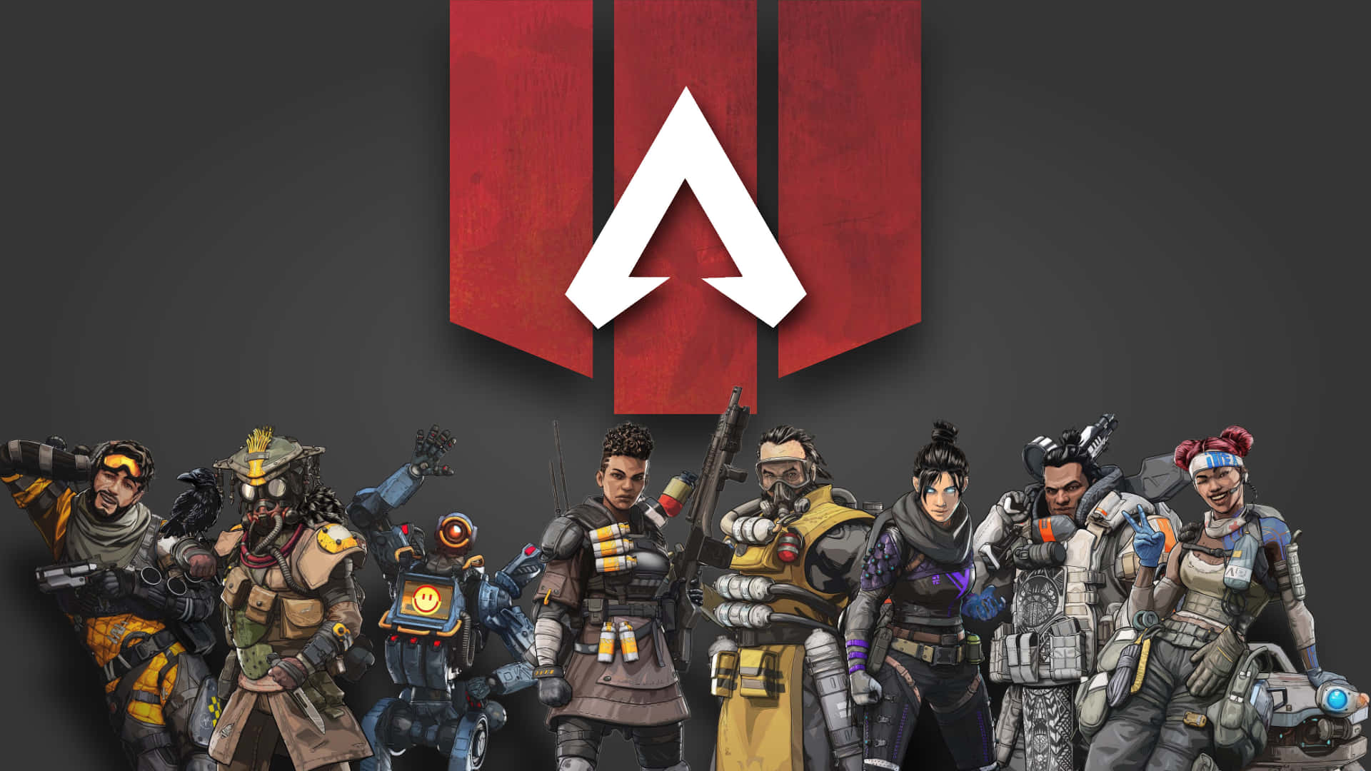 Apex Legends Logo With Heroes Background