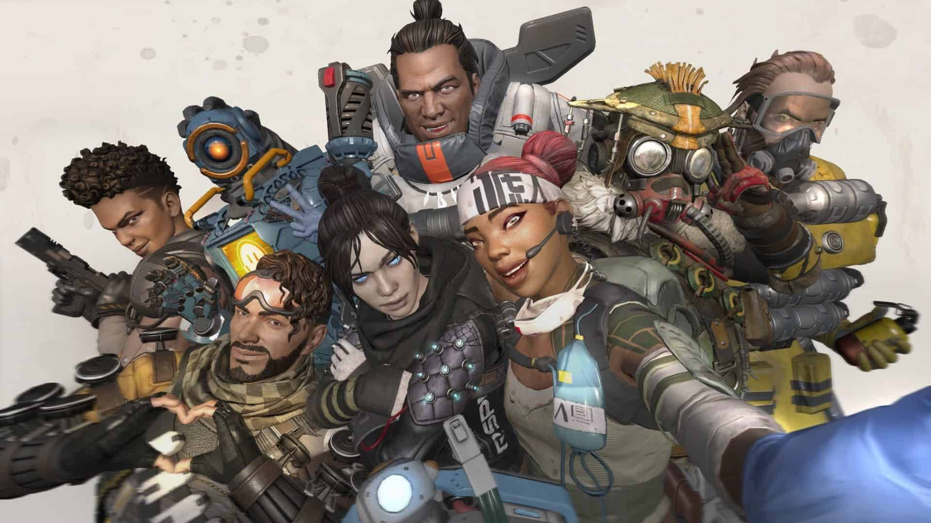 Apex Legends Octane With Different Characters Background