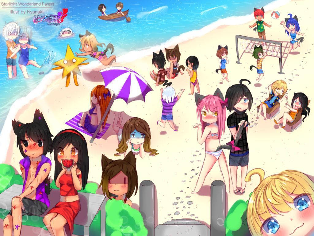 Aphmau And Friends At The Beach Background