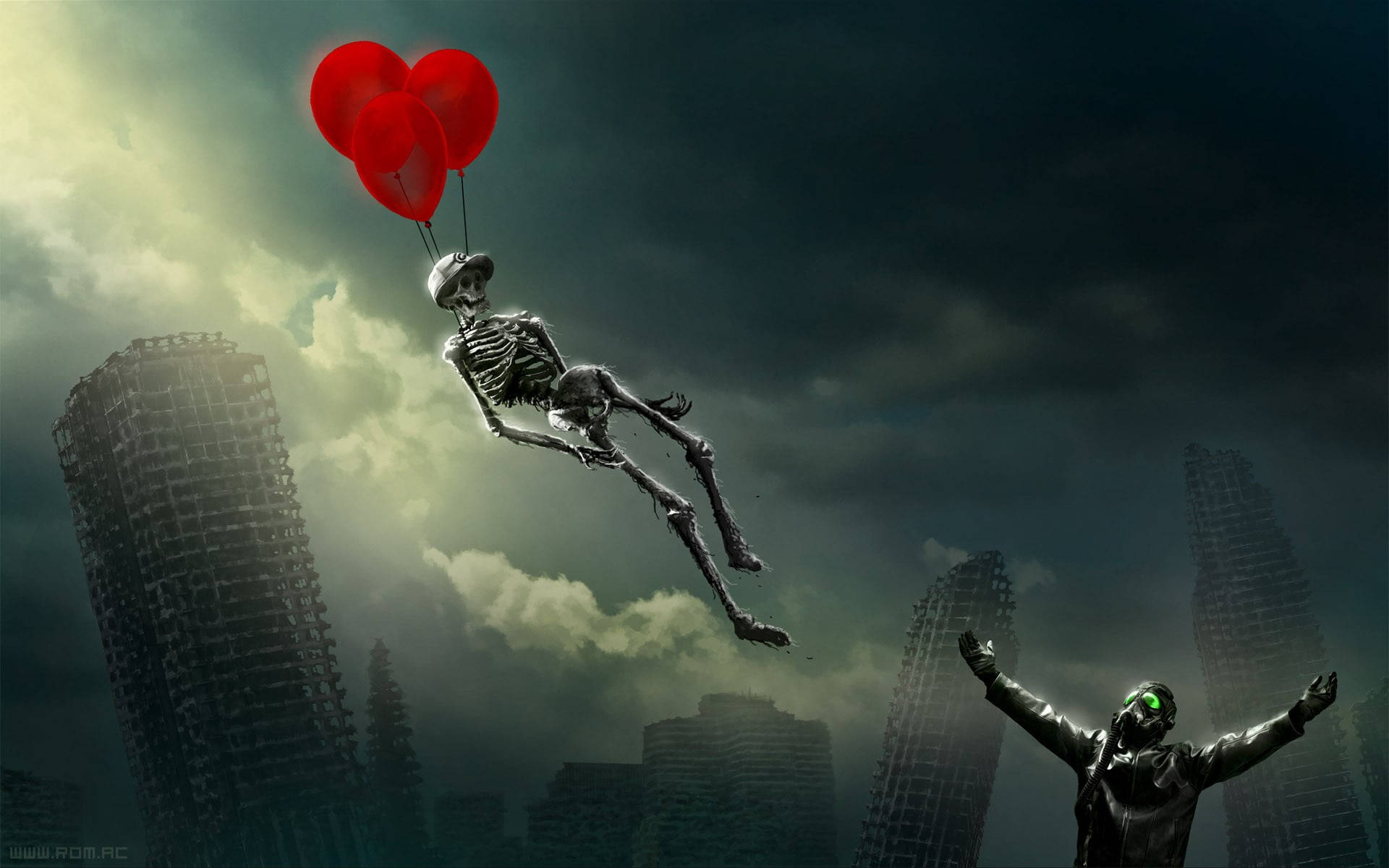 Apocalypse Flying Skeleton Desktop Background