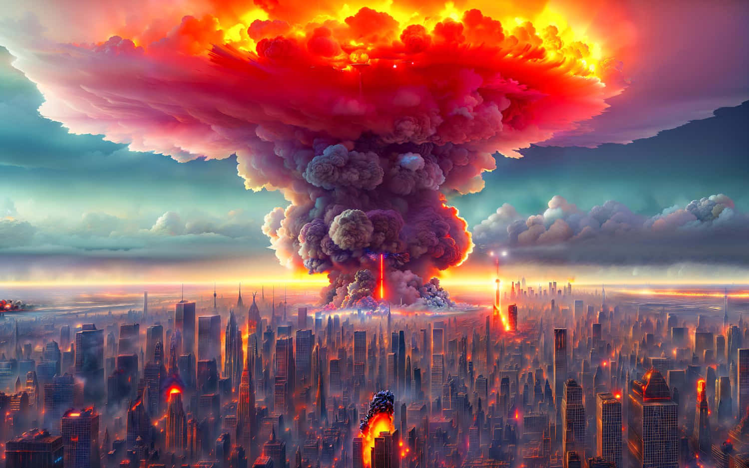 Apocalyptic_ Nuclear_ Explosion_ Over_ Cityscape Background