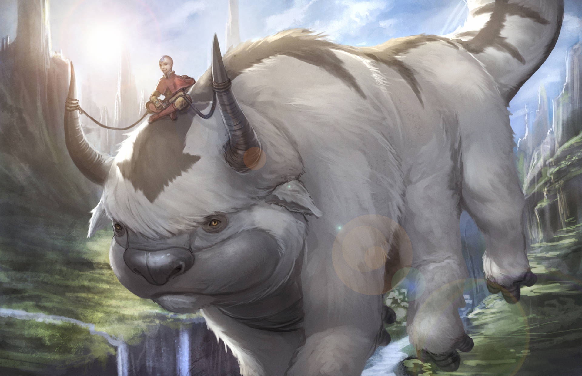 Appa And Aang Graphic Sketch Background