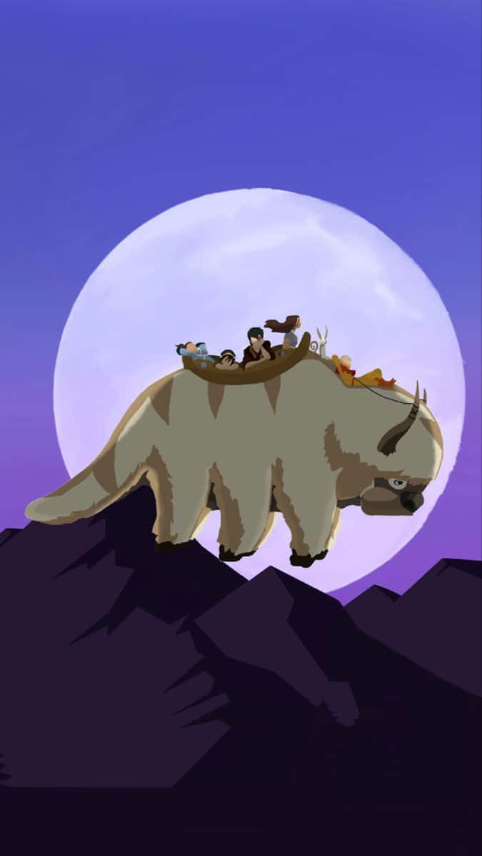 Appa Flying Over The In Avatar Background