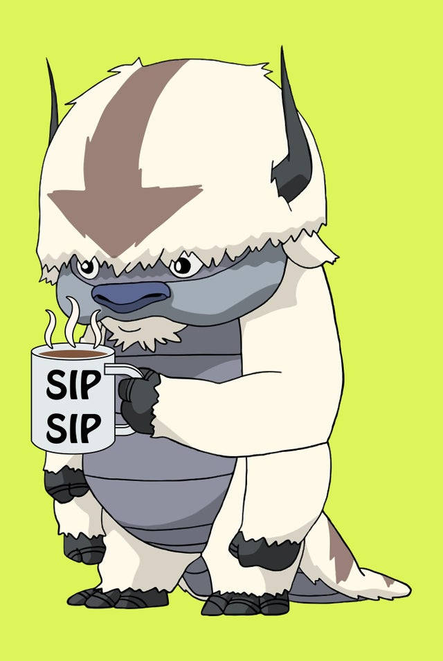Appa Sipping Coffee Background