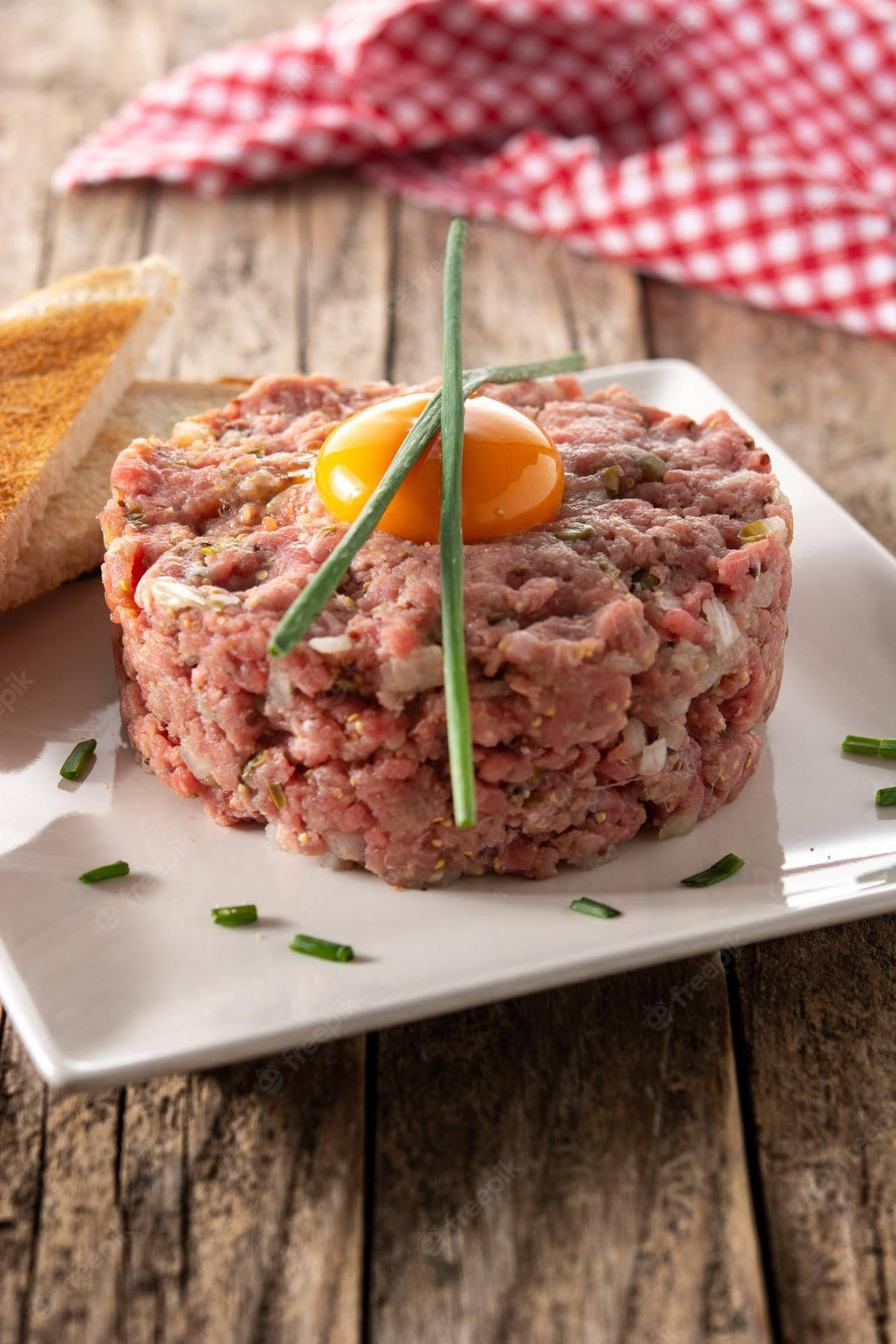 Appetizing Fresh Steak Tartare Ready For Serving Background