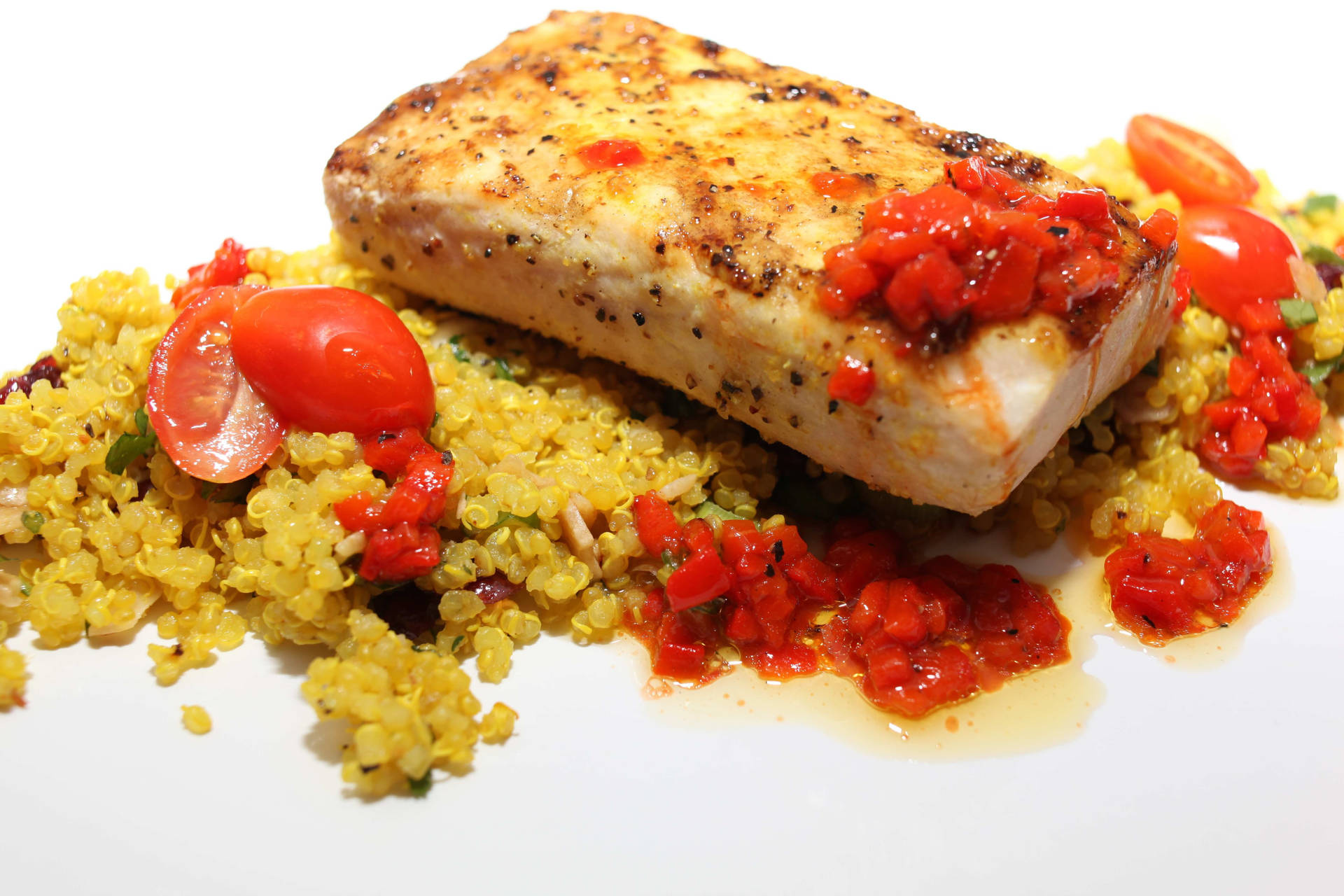 Appetizing Halibut Couscous Dish Background