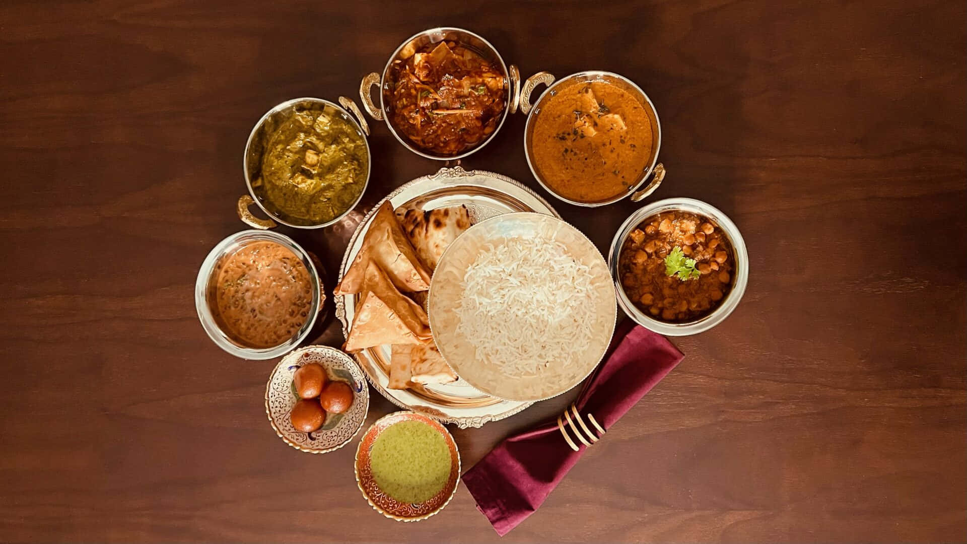 Appetizing Thali Platter Indian Food Background