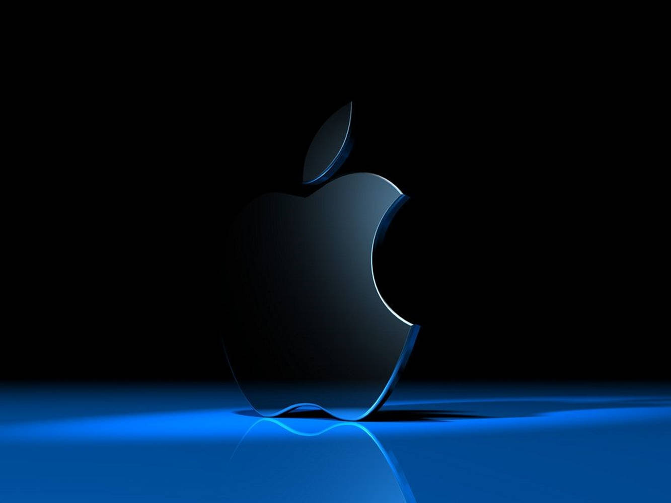 Apple Blue Logo Over Black 3d Background