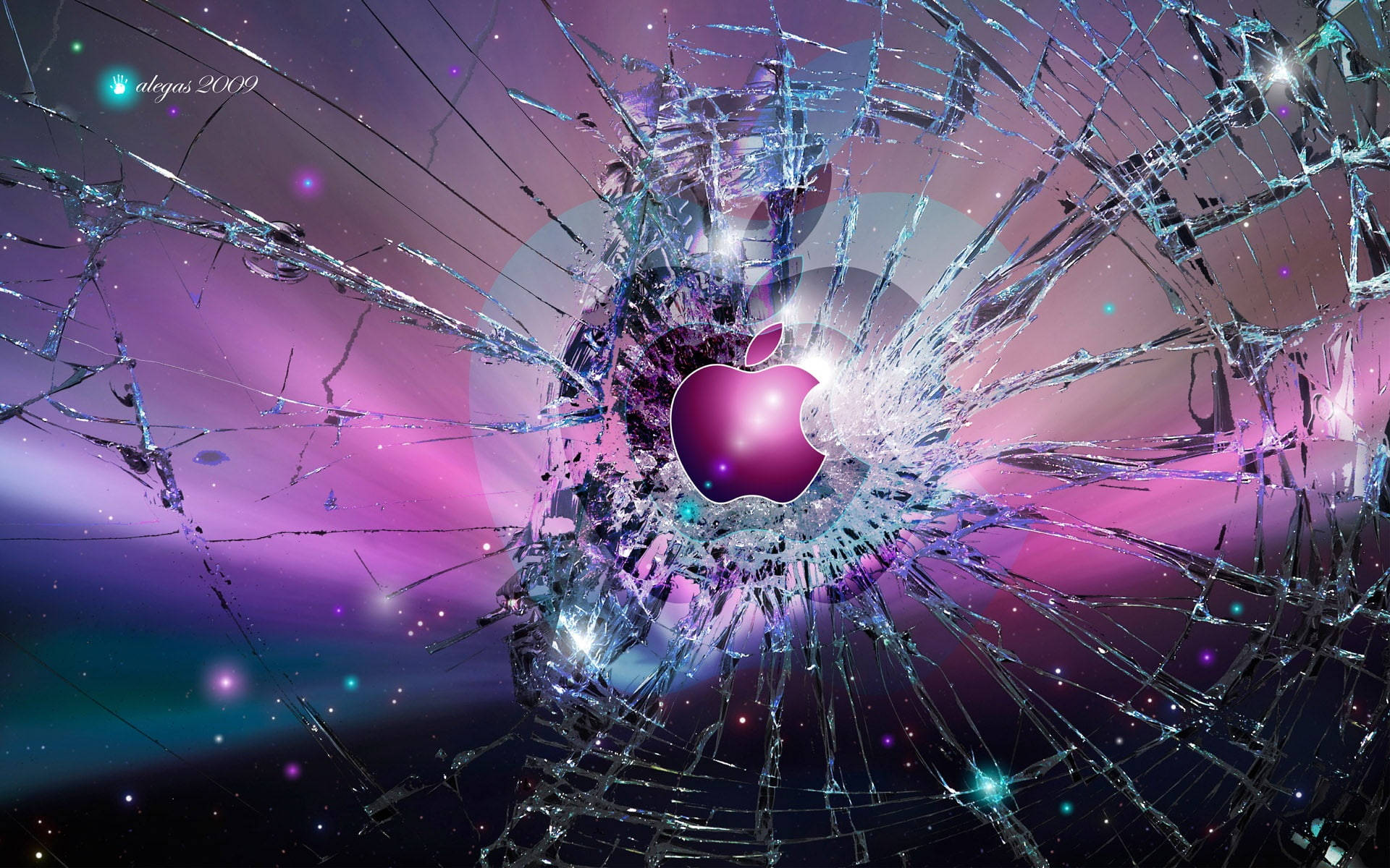 Apple Broken Computer Screen Background