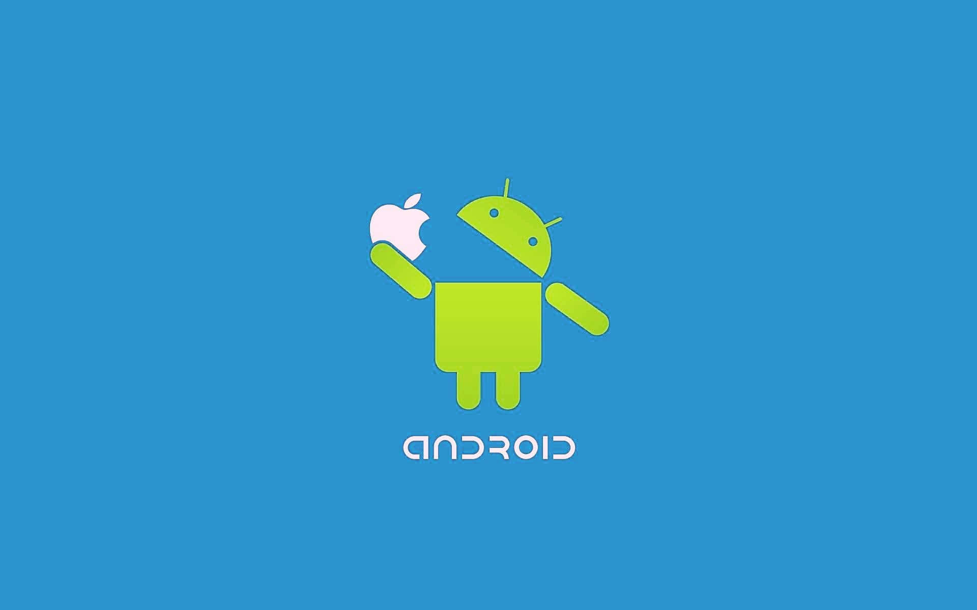 Apple Eating Android Minimalist Art Background