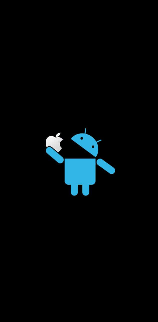 Apple Eating Blue Android Background