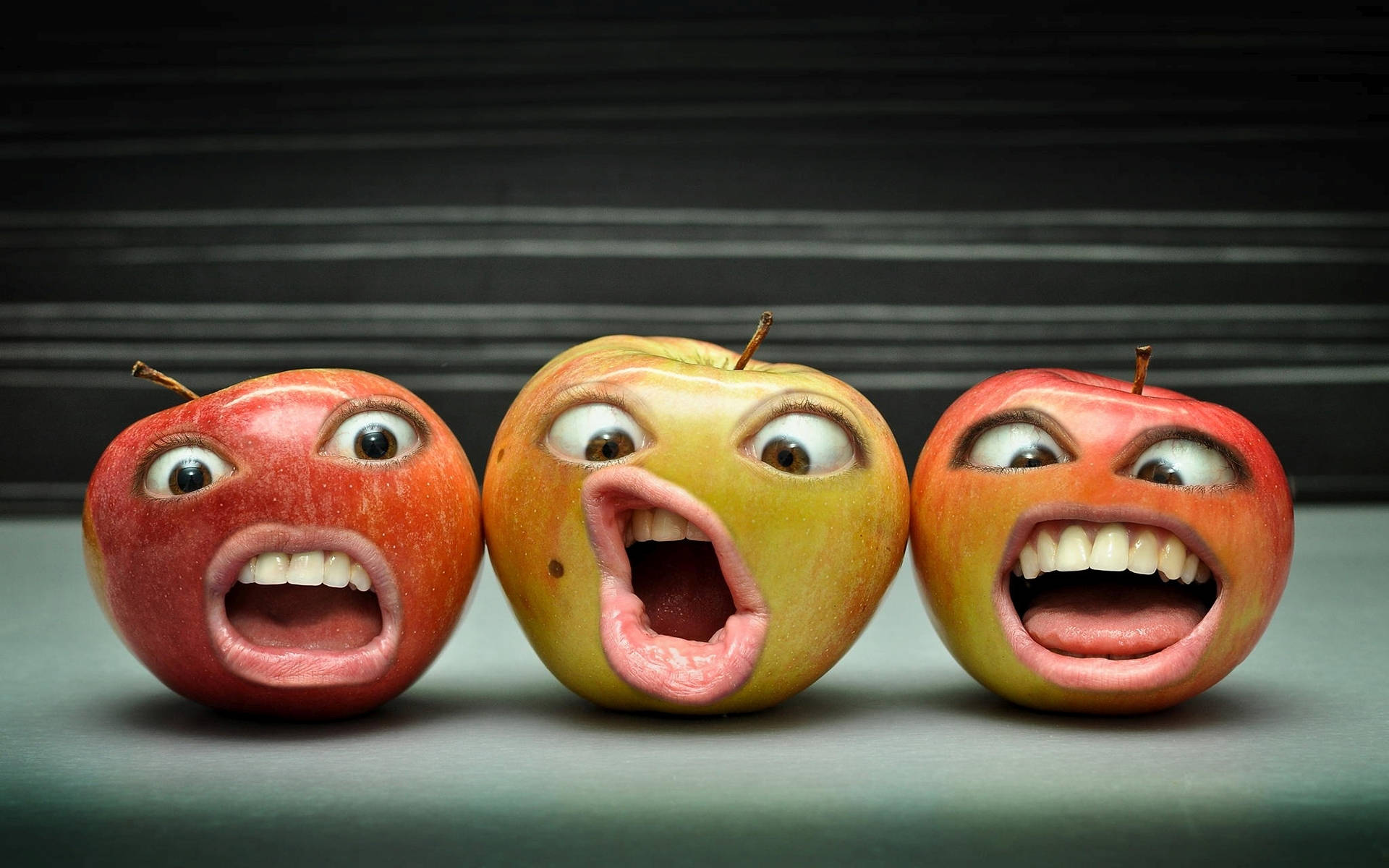 Apple Fruit Funny Faces Background