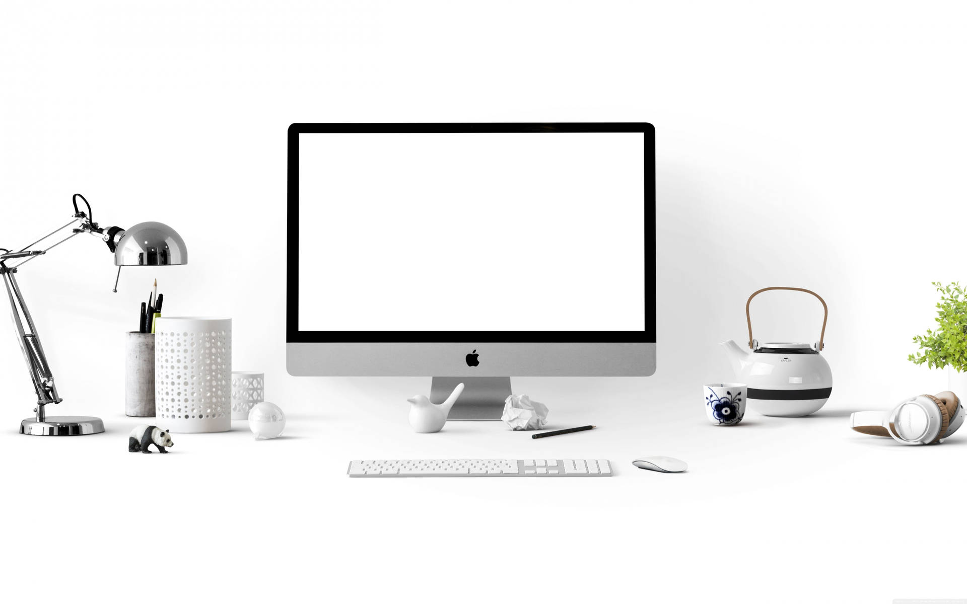 Apple Imac Desktop On White Office Desk