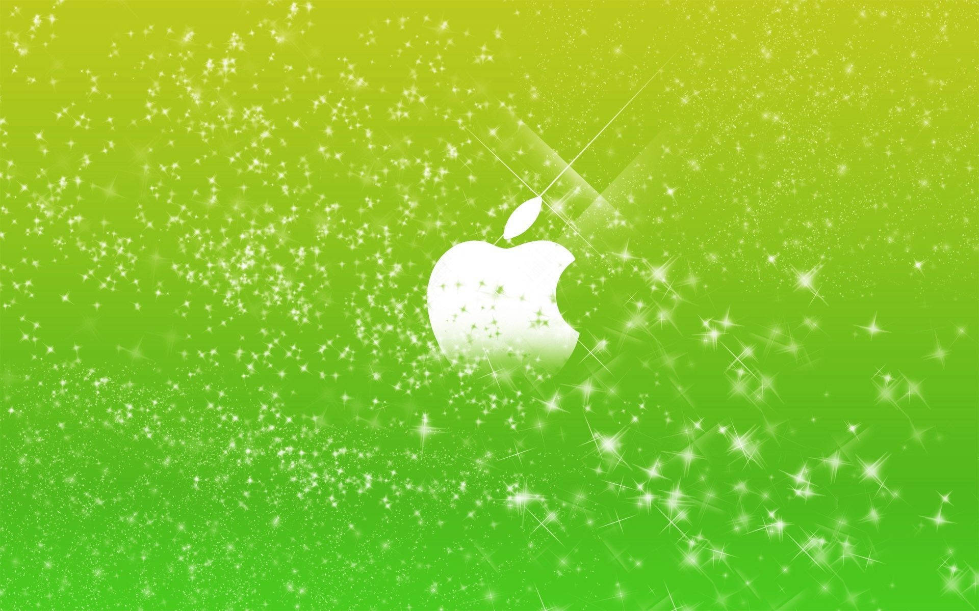 Apple In Green Sparkle Background Background
