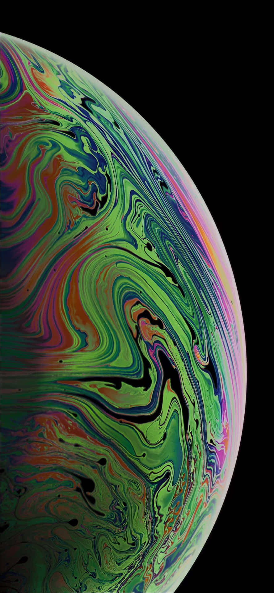 Apple Iphone Xs Green Abstract Bubble Background