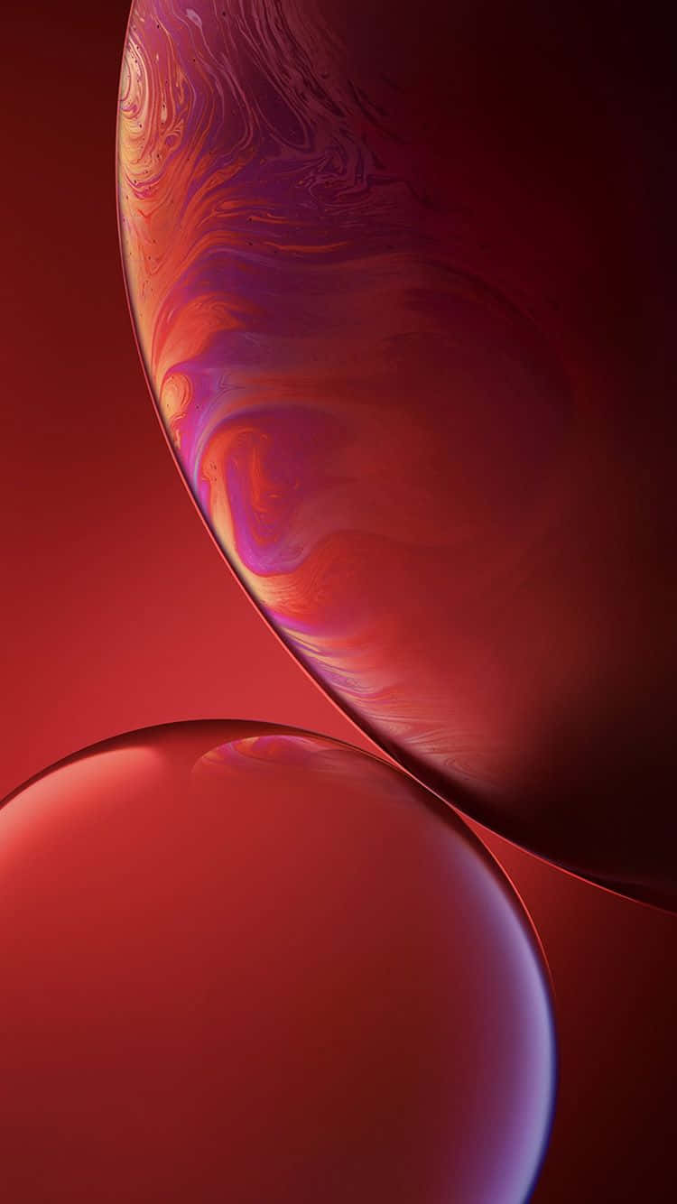 Apple Iphone Xs Two Red Bubbles Background