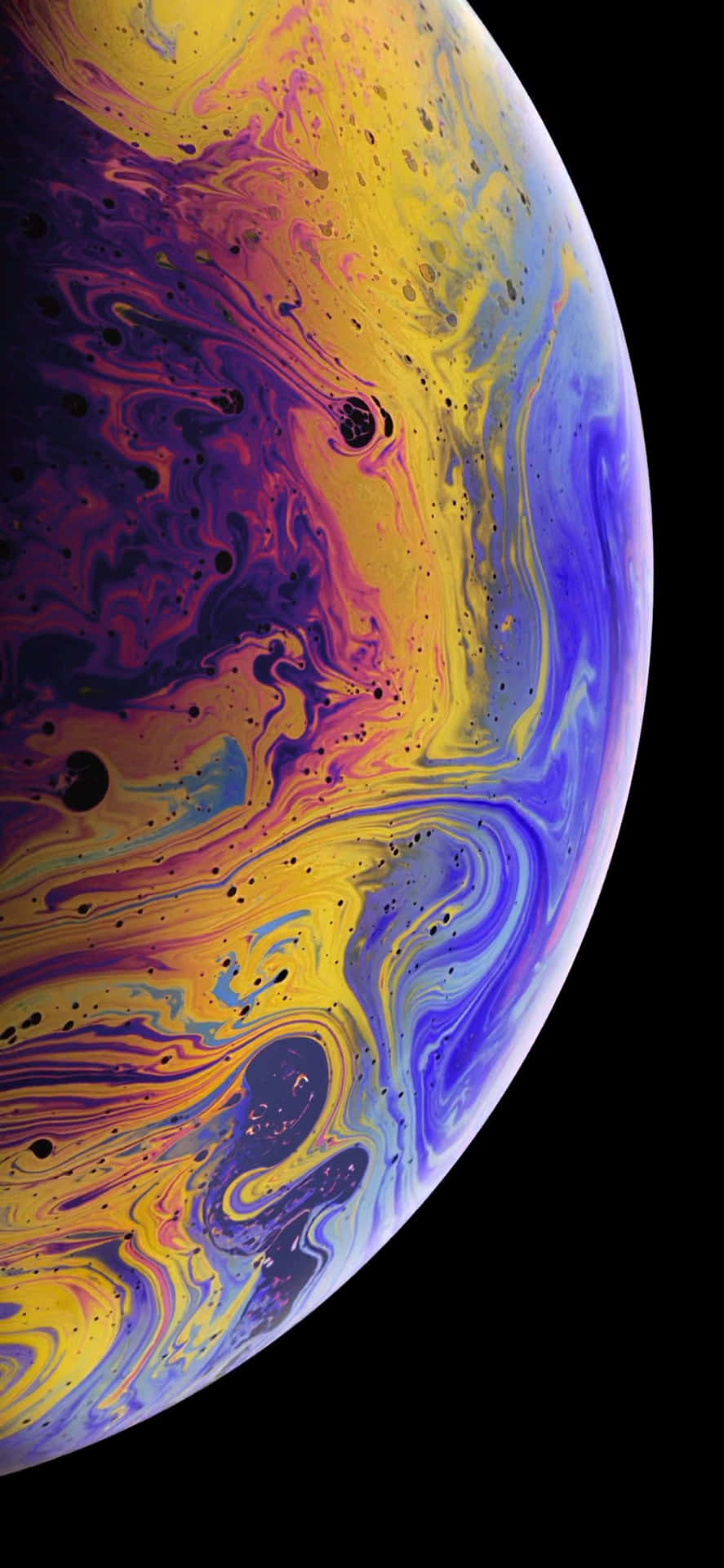 Apple Iphone Xs Yellow Blue Fluid Bubble Background