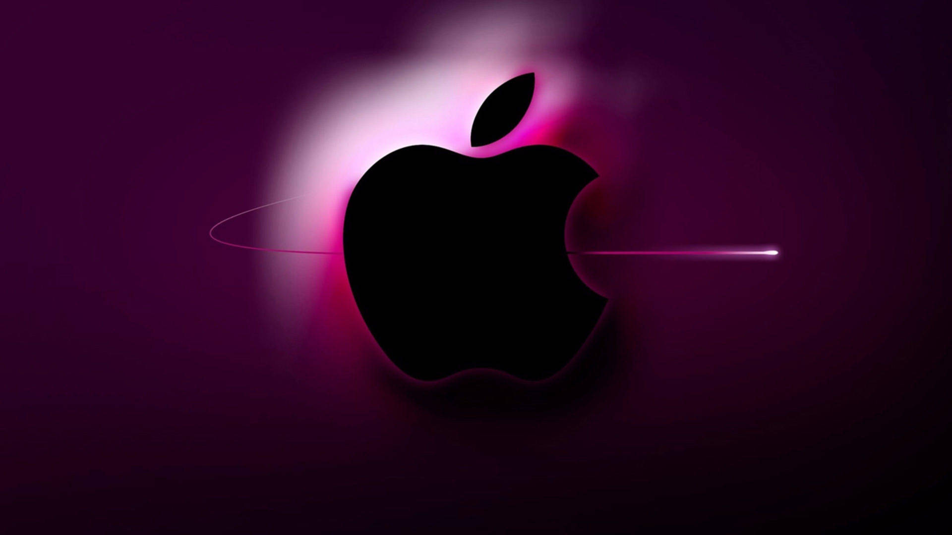Apple Logo 4k Glowng Pink Lights Background