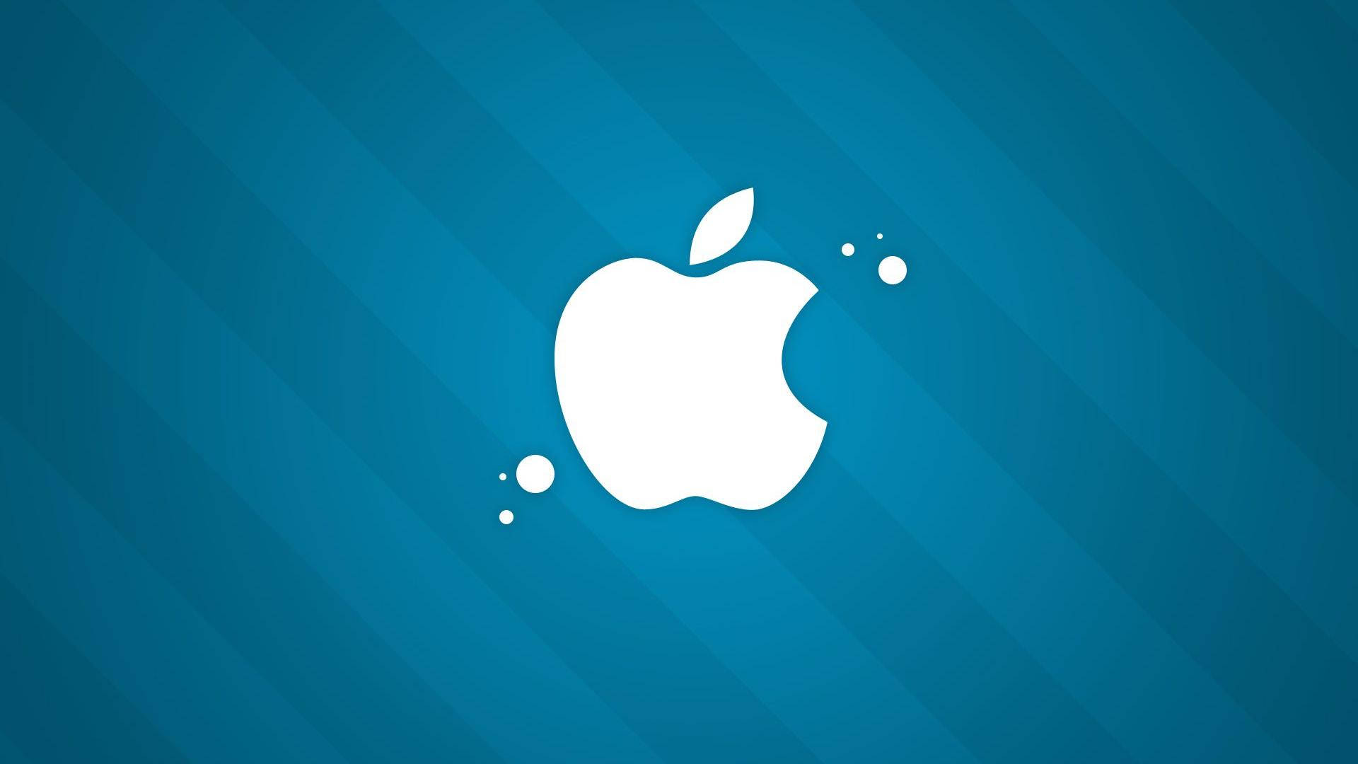 Apple Logo 4k On Blue Background Background