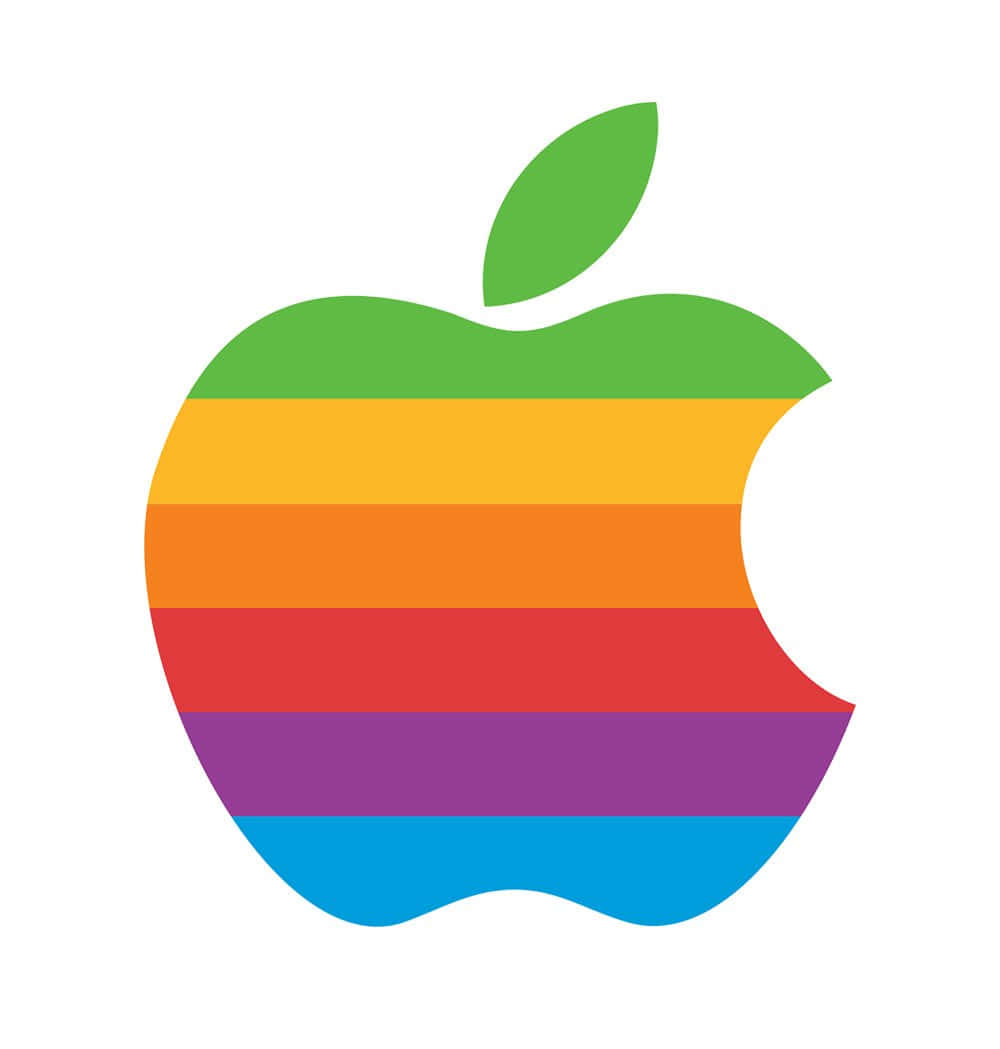 Apple Logo - A Colorful Logo With A Rainbow Stripe Background