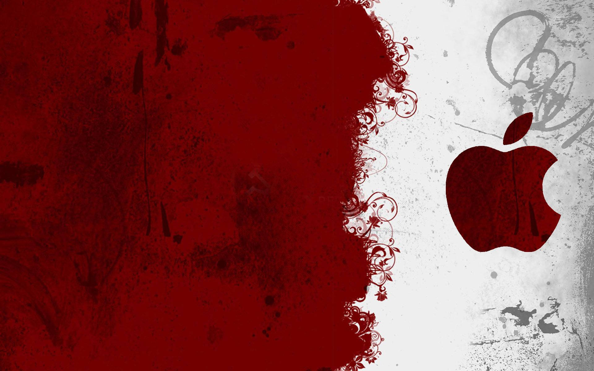 Apple Logo Cool Red And White Background