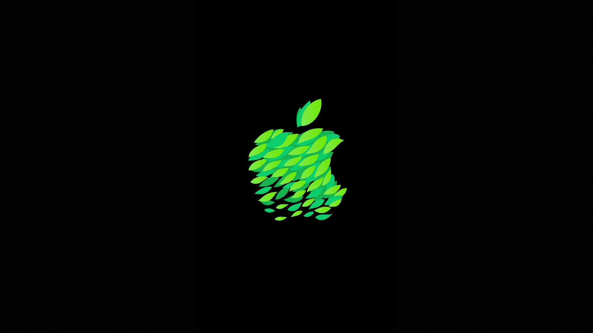 Apple Logo Green Leaves Background
